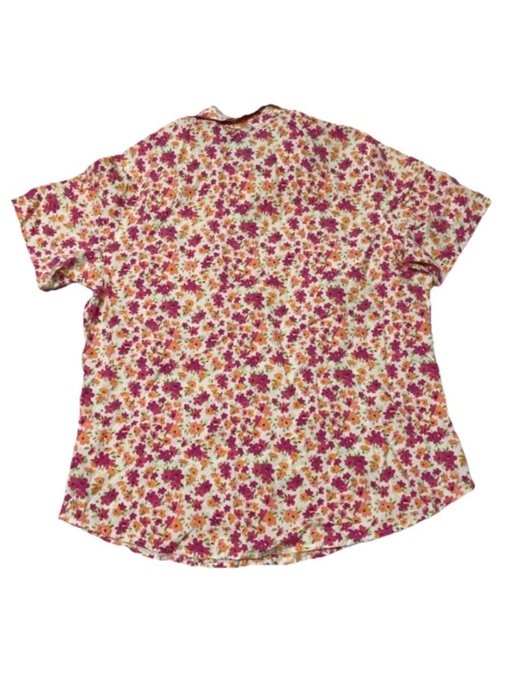 Basic Editions Floral Button-Down Shirt in White, Pink & Orange Women Sz: Large - Picture 2 of 6
